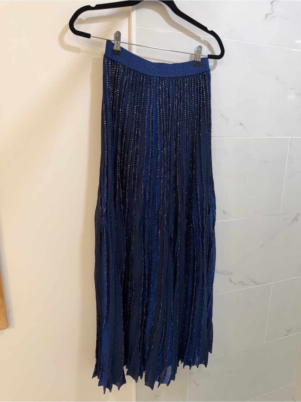 NWT GORG MISSONI Navy Sequin Pleated Maxi Skirt